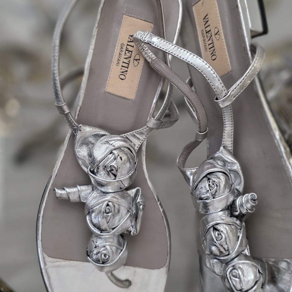 Valentino Metallic Silver Women's Heels - Picture 3 of 4